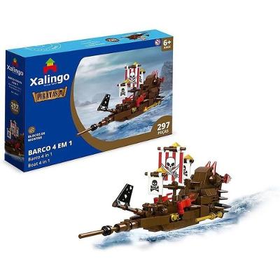Brinquedo de Montar Piratas Barco 4 em 1 com 297 Peças Xalingo