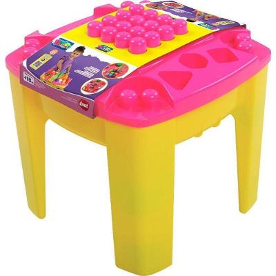 Mesa de Atividades Blocolandia Rosa 24 Blocos de Montar Dismat Brinquedos