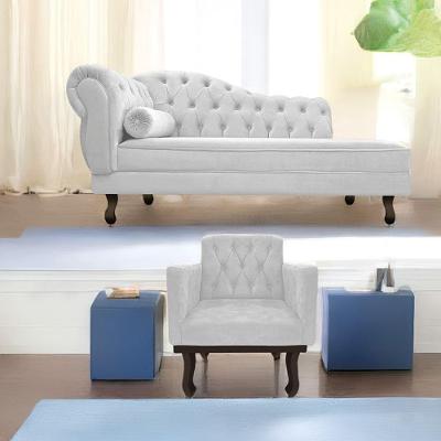 Kit Diva Recamier Diana 130Cm Lado Direito E 01 Poltrona Classic Suede - Doce Sonho Móveis Branco