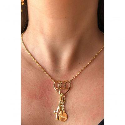 Colar com Pingente Floratta Joias Banhado em Ouro 18k 45CM Dourado Feminino