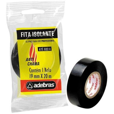 Fita Isolante Anti Chama 19mm X 20m Até 600V Preto Adelbras