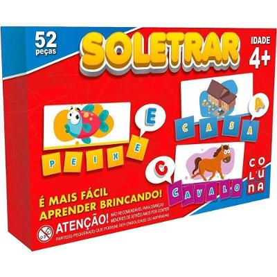 Brinquedo Pedagógico Soletrar 52 Peças Alfabeto Plástico Atóxico Coluna