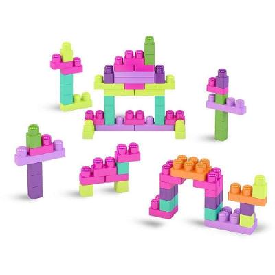 Brinquedo para Montar Super Caixa Divertida Rosa 90 Peças Dismat Brinquedos