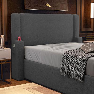 Cabeceira Duetto Casal 140cm no Box MDF Bouclê Cinza Escuro Abmaza