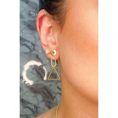 Brinco Floratta Joias Formas Geométricas Banhado em Ouro 18k Dourado