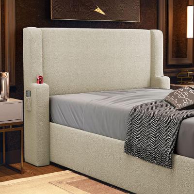 Cabeceira Duetto King 195cm no Box MDF Suede Bouclê Bege Abmaza