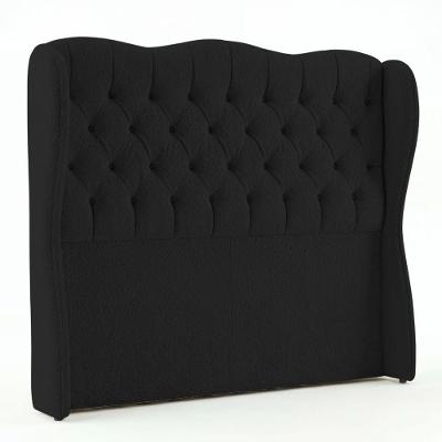 Cabeceira Alora King Size Estofada Capitonê no Box MDF Bouclê Preto Abmaza