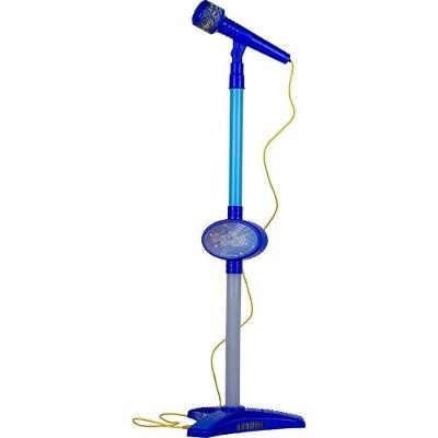 Microfone Infantil com Som e Luz Reproduz Voz Entrada P2 Azul Bee Toys