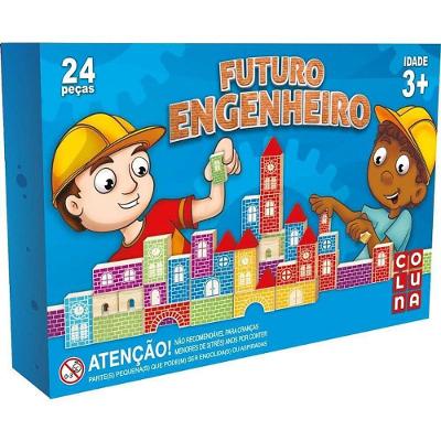 Brinquedo para Montar Futuro Engenheiro 24 Peças Madeira Coluna
