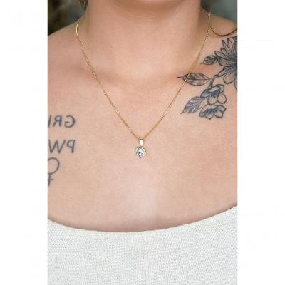 Colar com Pingente Floratta Joias Coração Zircônia Multicolor Ouro 18k Dourado