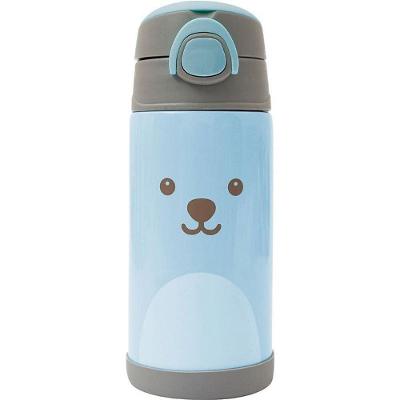 Garrafa Térmica Gummy Aço Inoxidável Tampa Fliptop 400ML Azul Buba
