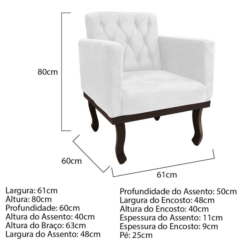 Kit Diva Recamier Diana 130Cm Lado Direito E 01 Poltrona Classic Corano - Doce Sonho Móveis Branco - 5