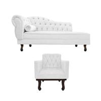 Kit Diva Recamier Diana 130Cm Lado Direito E 01 Poltrona Classic Corano - Doce Sonho Móveis Branco - 7