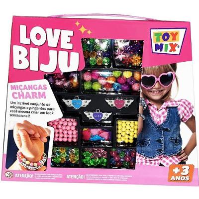 Kit Bijuteria e Miçanga Love Biju Charm 160 Peças com Fio Toy Mix
