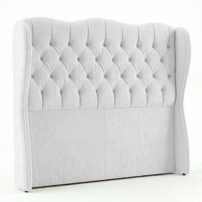 Cabeceira Alora King Size Estofada no Box MDF Bouclê Branco Abmaza