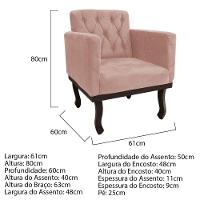 Kit Diva Recamier Diana 130Cm Lado Direito E 01 Poltrona Classic Suede - Doce Sonho Móveis Rosê - 5