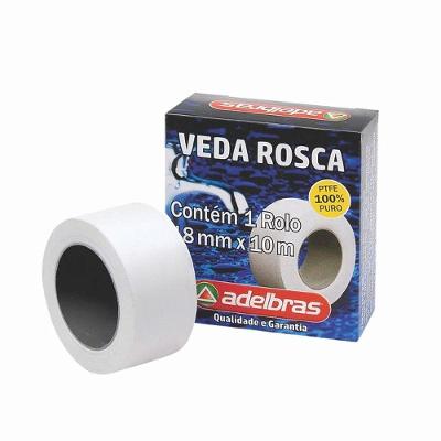 Fita Veda Rosca 18MMx50M em PTFE Vedação Completa Branca Adelbras