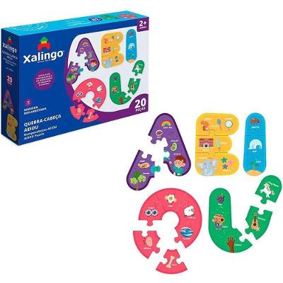 Quebra-cabeça Madeira AEIOU 20 Peças Educativo Xalingo Brinquedos
