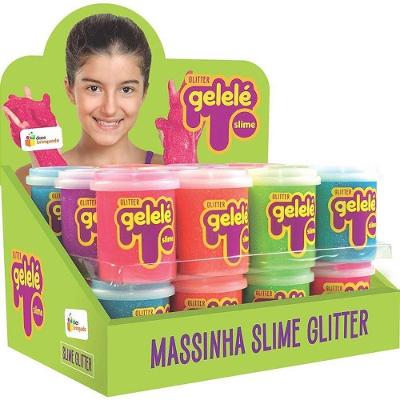 Kit Slime Gelelé Pote Glíter 152g 24 Unidades 6 Cores Doce Brinquedo