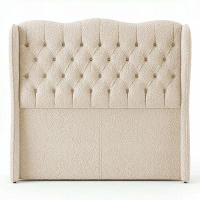 Cabeceira Alora Queen Size no Box Estofada Capitonê Bouclê Bege Abmaza
