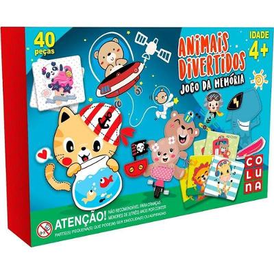 Jogo da Memória Animais Divertidos 40 Peças Estimula Memória Coluna