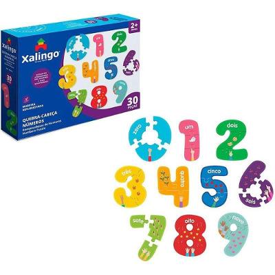 Quebra-cabeça Madeira Números 30 Peças Educativo Xalingo Brinquedos