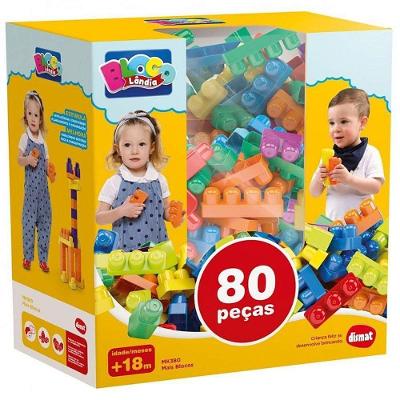 Brinquedo para Montar Mais Blocos Pinos Coloridos Dismat Brinquedos
