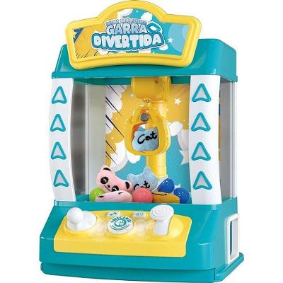Mini Maquina Garra Divertida com Luz e Som 10 Peças Azul DM Toys