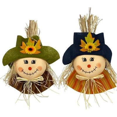 Cabeça de Espantalho Decorativa Festa Junina 35cm Kit com 2 Azul e Verde
