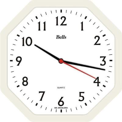 Relógio de Parede Oitavado Branco 22cm Números Grandes