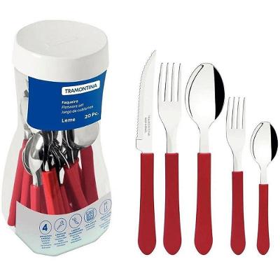 Faqueiro Leme 20 Peças Aço Inox Polipropileno Vermelho Tramontina