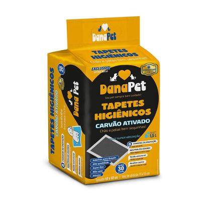 Tapete Higiênico Dana Pet Premium Carvão Ativado 60x60CM 30 Unidades