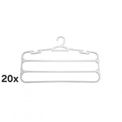 Kit 20 Cabides para Calças 3 Divisórias Reforçado Closet Cristal