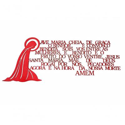 Placa Decorativa Oração Ave Maria MDF 3MM 50x20CM Vermelha Ave Maria
