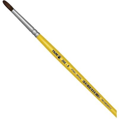 Pincel Escolar Redondo 266 N06 Pelo de Pônei Amarelo Tigre