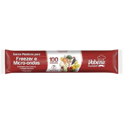 Saco Plástico em Bobina 33x40CM 7L Freezer e Micro-ondas Rolo 100 Transparente Vabene