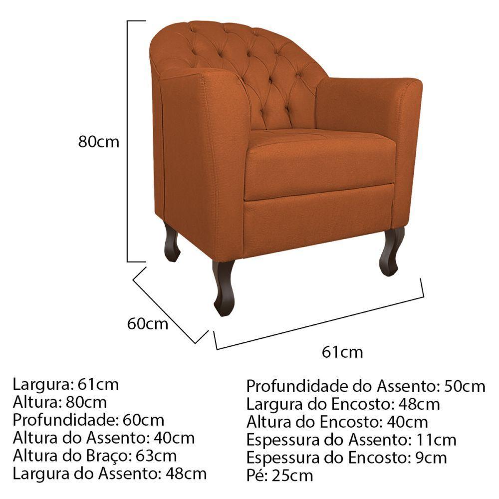 Kit Diva Recamier Diana 130Cm Lado Direito E 02 Poltronas Julia Suede - Doce Sonho Móveis Terracota - 2