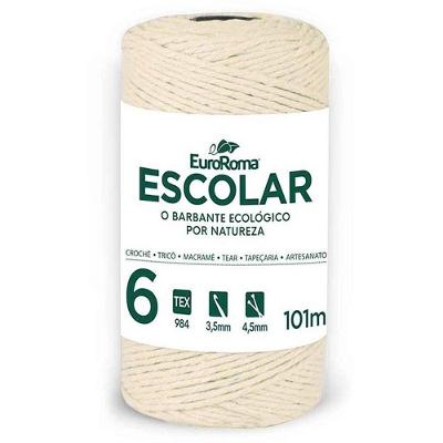 Barbante Escolar Cru 4-6 Fios 100g 101M Pacote com 6 Rolos Euroroma