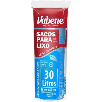 Saco para Lixo 30L Azul 35 Micras Plástico Rolo 25 Unidades Vabene