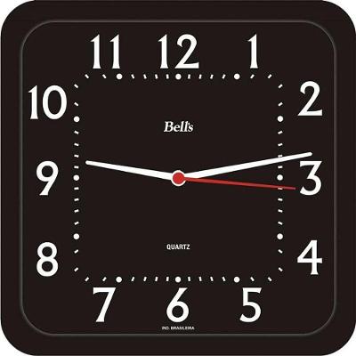 Relógio de Parede Quadrado Econômico Preto 21,3cm Polipropileno