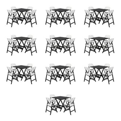 Kit 10 Mesas Dobráveis Elegance 4 Lugares MDF Preta 70x70 Mega Madeira