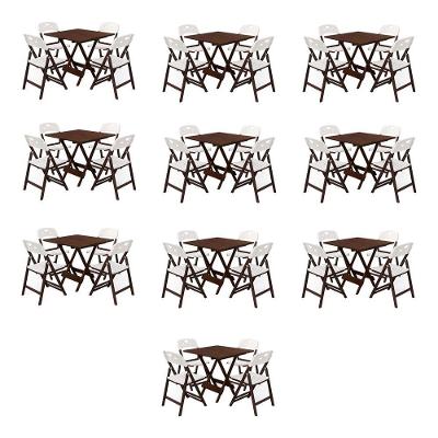Kit 10 Jogos Mesa Dobrável Elegance 4 Lugares MDF Imbuia 70X70 Mega Madeira