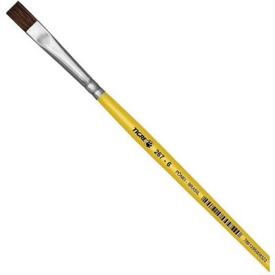 Pincel Escolar Chato Tigre 267 No 06 Pelo de Pônei Amarelo