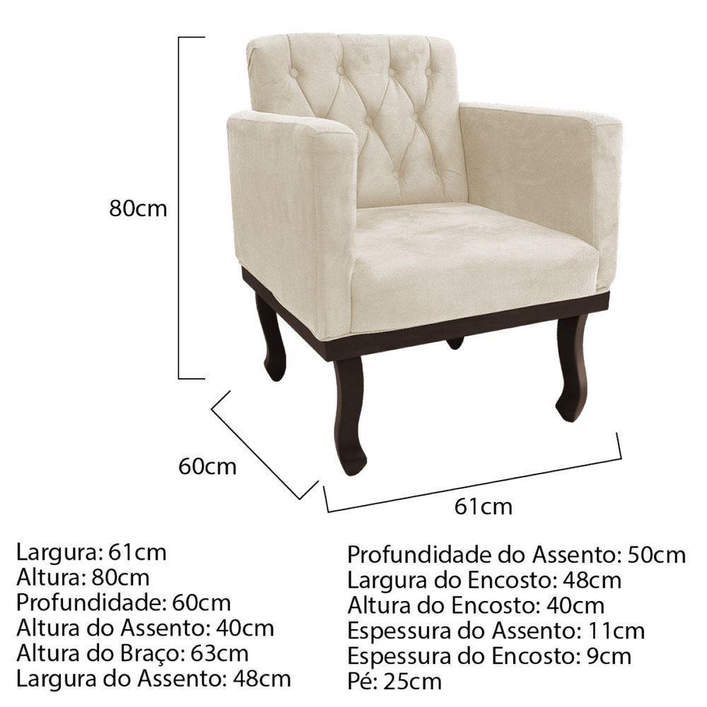 Kit Diva Recamier Diana 130Cm Lado Direito E 01 Poltrona Classic Suede - Doce Sonho Móveis Bege - 5