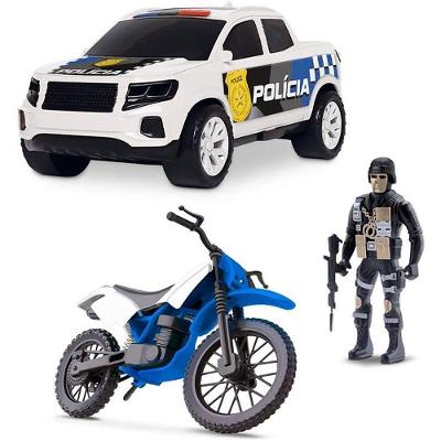 Kit Polícia Força Tarefa com Moto Pick-up e Policial Samba Toys