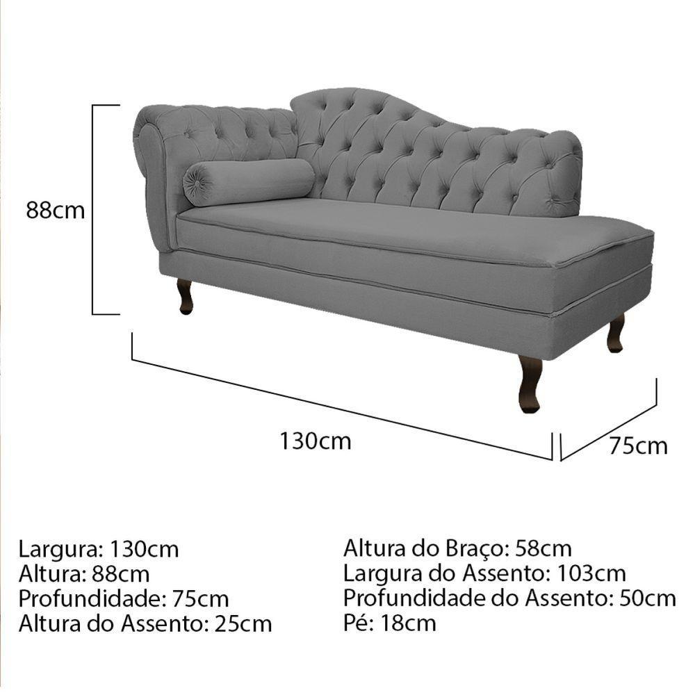 Kit Diva Recamier Diana 130Cm Lado Direito E 02 Poltronas Julia Suede - Doce Sonho Móveis Cinza - 3