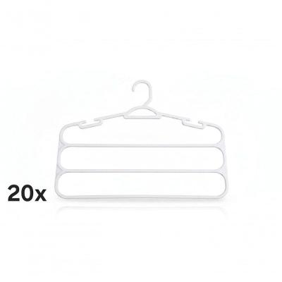 Kit 20 Cabides para Calças 3 Divisórias Polímero Reforçado Closet Branco