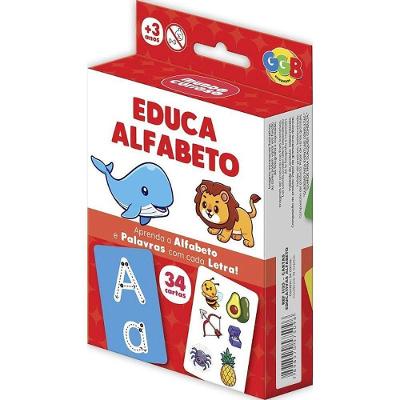 Jogo de Cartas Educativo Educa Alfabeto 34 Cartas Coloridas GGB Plast
