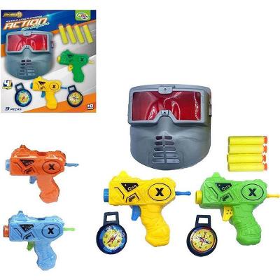 Kit Lançador Dardo Duplo com Máscara 9 Peças 2 Pistolas Wellmix
