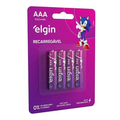 Pilha Recarregável Elgin AAA 1000mAh Ni-MH 4 Unidades